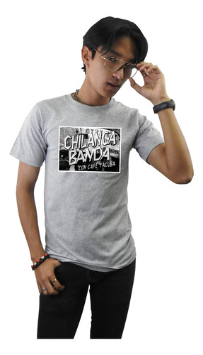 Camiseta Color Gris Jaspe Café Tacuba Logotipo Moderna