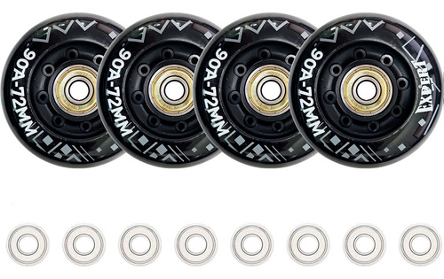 Imagen 1 de 4 de Set Ruedas Silicona Patín Rollers 72mm +8 Rulemanes - El Rey