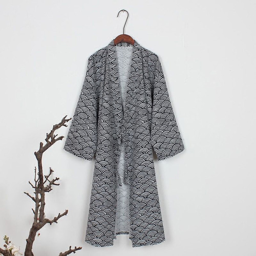 Bata Tipo Kimono Yukata De Algodón Robe Para Hombre, Bata De