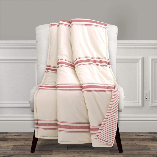 Manta De Rayas Lush Decor Farmhouse - Manta Reversible Con D