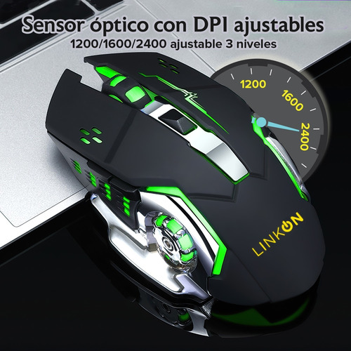 Imagen 7 de 10 de Kit Set Gamer Teclado Led + Mouse Inalambrico Usb Recargable