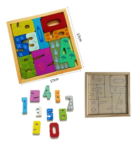 Set 3 Rompecabezas De Madera Comida Frutas Y Numeros 37 Pzs