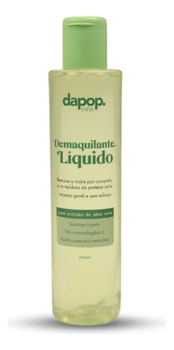 Demaquilante Líquido Com Extrato De Aleo Vera 200ml - Dapop