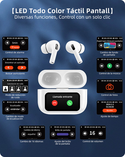 Smart Screen Wireless Auriculares Skululu A9 Pro Bluetooth 5.4 Anc Ruido Cancelation Enc Llamadas Reducción De Ruido Hifi Music Earphone with 4 Micrófono
