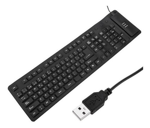 Teclado Emborrachado Dobrável Usb Laptop Pc Tablet Com Fio