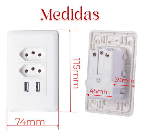 Tomada Elétrica De Parede Com Usb Bivolt Celular Branco 4x2