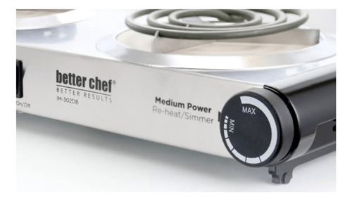 Parrilla Electrica Doble Quemador Better Chef Ajustable Plateado