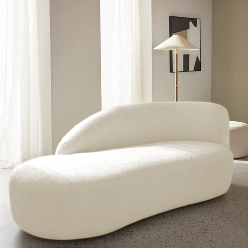 Divã Recamier Curvo Luna 140cm Lado Esquerdo Linho Cor Bege