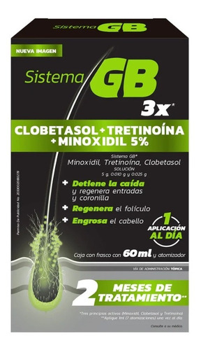 Sistema Gb 3x / Minoxidil 5% + Clobetasol + Tretinoína