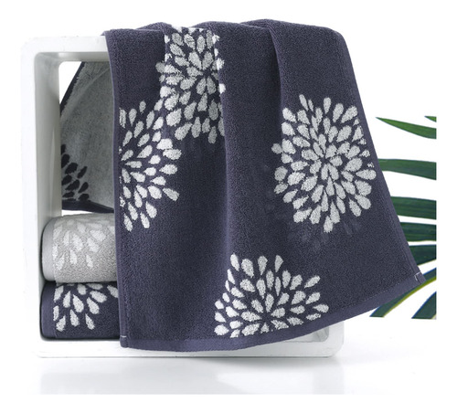 Juego 2 Toallas Mano Flores Hortensias 100% Algodón Absorb