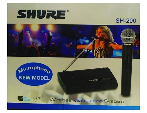 Sistema De Micrófono+receptor Profesional Inalámbrico Sh-200 Color Negro