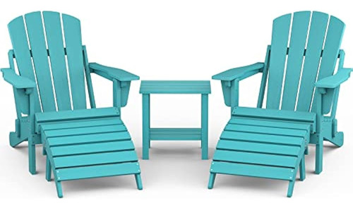 ~? Serwall 5-piece Adirondack Chair Y Ottoman And Table Set,