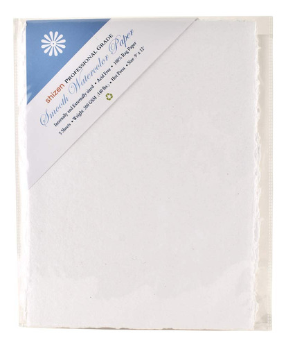 Shizen Design Papel Acuarela Blanco Prensa Caliente 9.0 X In