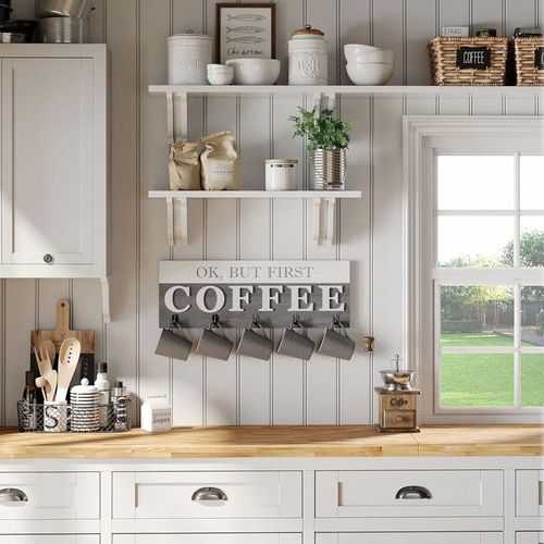 Ok But First Coffee - Soporte Tazas Colgar Pared, Organ...