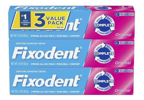 Fixodent Complete Plus Crema Adhesiva 3pack 68gr C/u