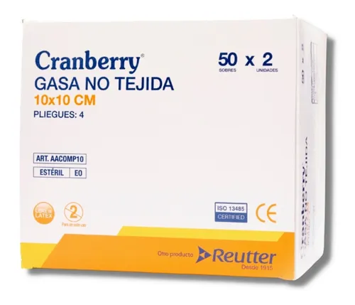 comprar Gasa No Tejida Estéril 10x10cm Cranberry 50 Sobres X 2 Un.