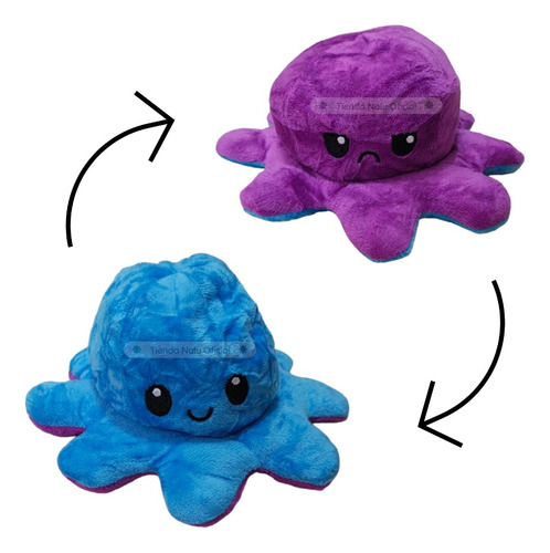 Pack X10 Peluche Pulpo Reversible Feliz Enojado 20 Cm - Nalu