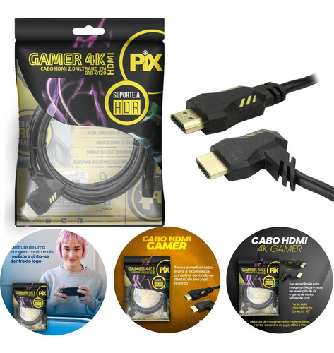 Cabo Hdmi 2.0 2 Metros 4k 3d Ultrahd Alta Resolução Gold