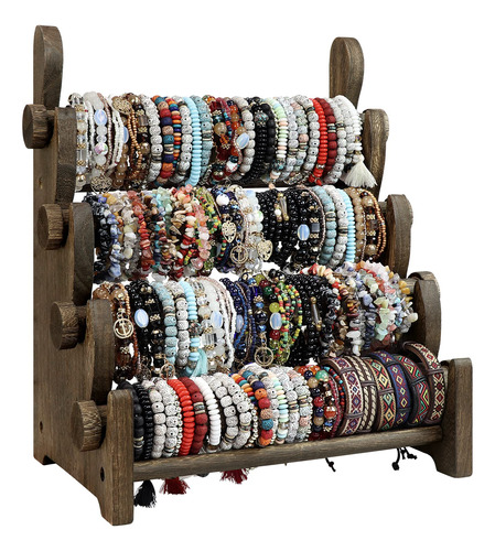 Topnew Soporte De Pulsera De Madera De 4 Niveles, Brazalete