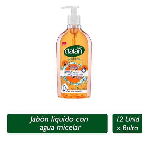 Jabón Líquido Dalan Micelar Pasión De Papaya 12 Unid, 400 Ml