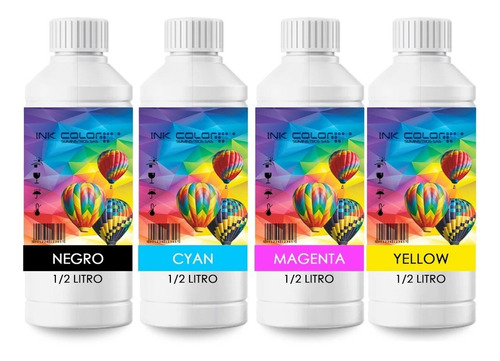 4 Medios Litros Tinta Genérica Para Impr Eps L455 L495 L565