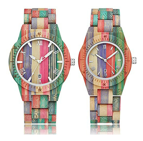 Reloj De Madera Colorido Para Parejas.