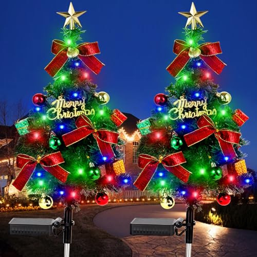 Solar Christams Tree Lights 2pcs Solar Xmas Tree Decor ...