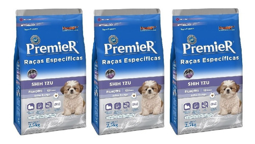 Ração Premier Shih Tzu 2,5kg Cães Filhotes Kit 3 Unidades