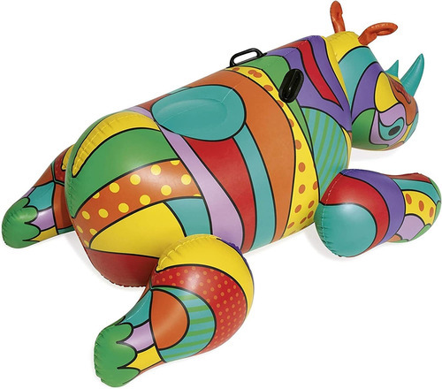 Flotador Montable Rinoceronte Pop Bestway Modelo 41116 Multicolor