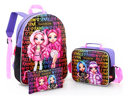 Morral + Lonchera + Cartuchera Rainbow High