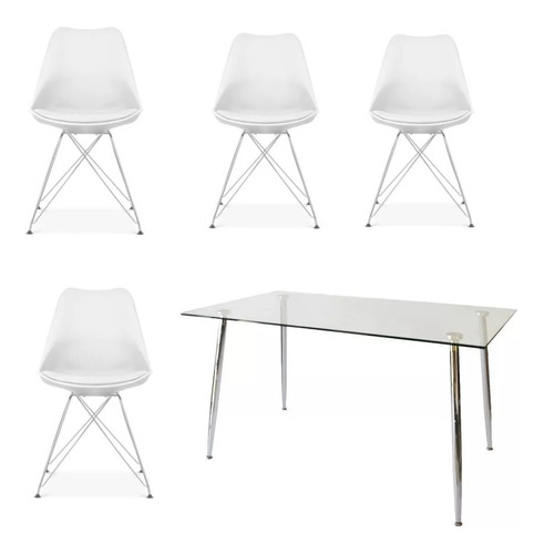 Juego Comedor Iriarte Pop Eames 120 + Pcak 4 Sillas Tulip