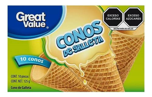 6 Pza Galleta De Conos Great Value De Galleta 125 G