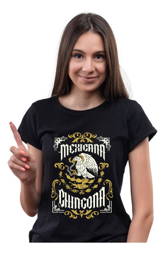 Playera Negra Personalizada Fiestas Patria Viva México Chin