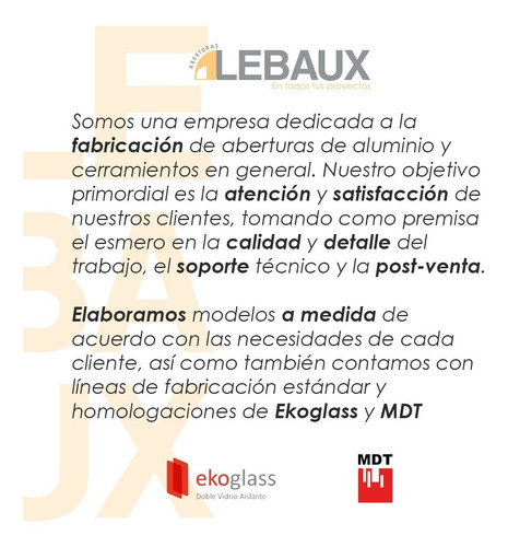 Ventana Aluminio Proyectante 100x60 Dvh 494 Lebaux