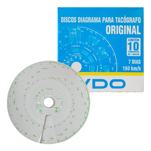 Disco Diagrama Tacógrafo Semanal 180km 7d 70 Unidades Vdo