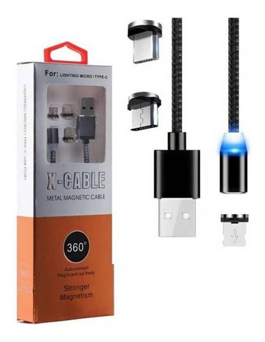 Cable Usb Magnetico 3 En 1 iPhone Micro Usb Tipo C 