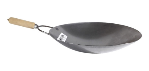 Wok Chapa Reforzada Lozafer 36 Cm Con Mango Madera Cocina