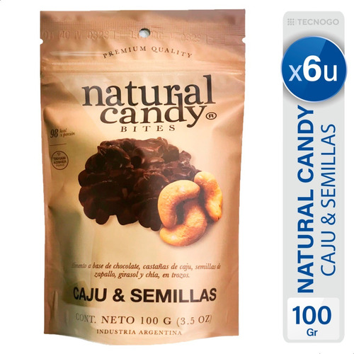 Caju Y Semillas Bañadas Chocolate Snack Natural Candy X6