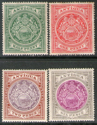 Antigua 4 Sellos Nuevos Escudo De La Colonia Años 1908-17