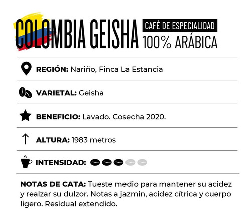 Imagen 2 de 9 de ¼kg Café De Especialidad Colombia Geisha (nespresso 50u)