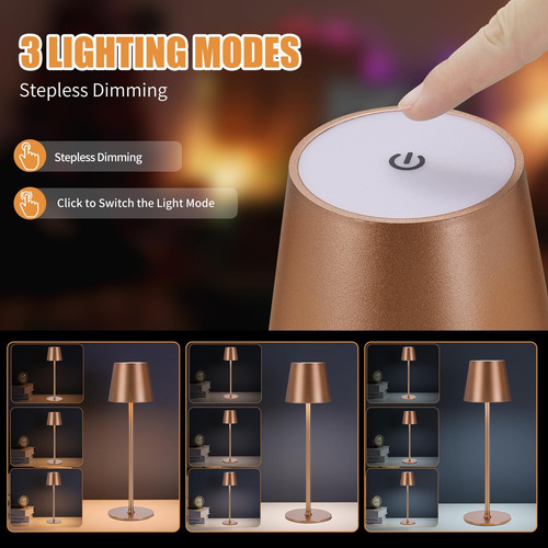 Juego De 2 Lámparas De Mesa Inalámbricas Recargables Usb