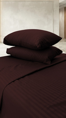 Juego De Sábanas King Size 3000 Hilos Egipcian Premium Chocolate Rayas