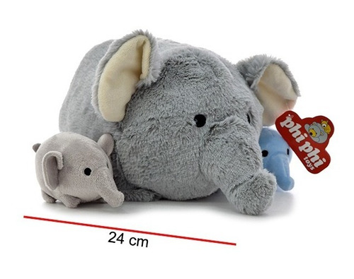 Mama Elefante Con 2 Hijitos - Original Phi Phi Toys