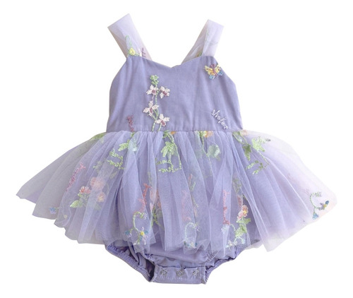 Vestido Tipo Mameluco De Tul Sin Mangas Para Niña, Vestidos