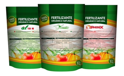 Imagen 1 de 10 de Combo Guanito + Dix 10 + Phenix 1kg X3 Fertilizante Organico