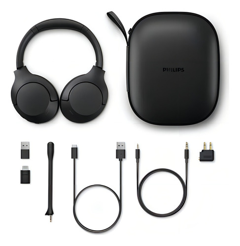 Auriculares Bluetooth Philips Tah8507 Microfono 55hs Kit Prm Color Negro
