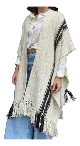 Ruana De Lana De Llama Tejida En Telar Con Guarda | MercadoLibre
