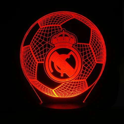 Lámpara Led Ilusión 3d Balón Real Madrid + Control Remoto