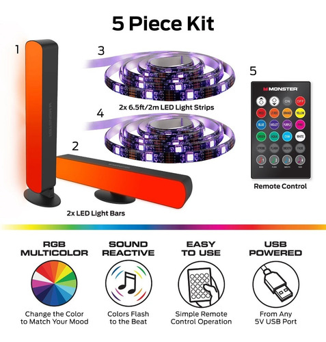 Imagen 3 de 5 de Luces Led Monster Sound Reactive Kit