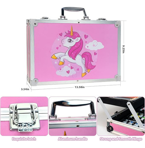 Estuche Rosa Portafolio Colores Dibujo